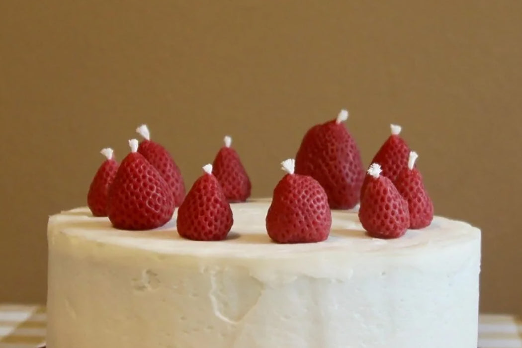 Beeswax Strawberry Birthday Candles