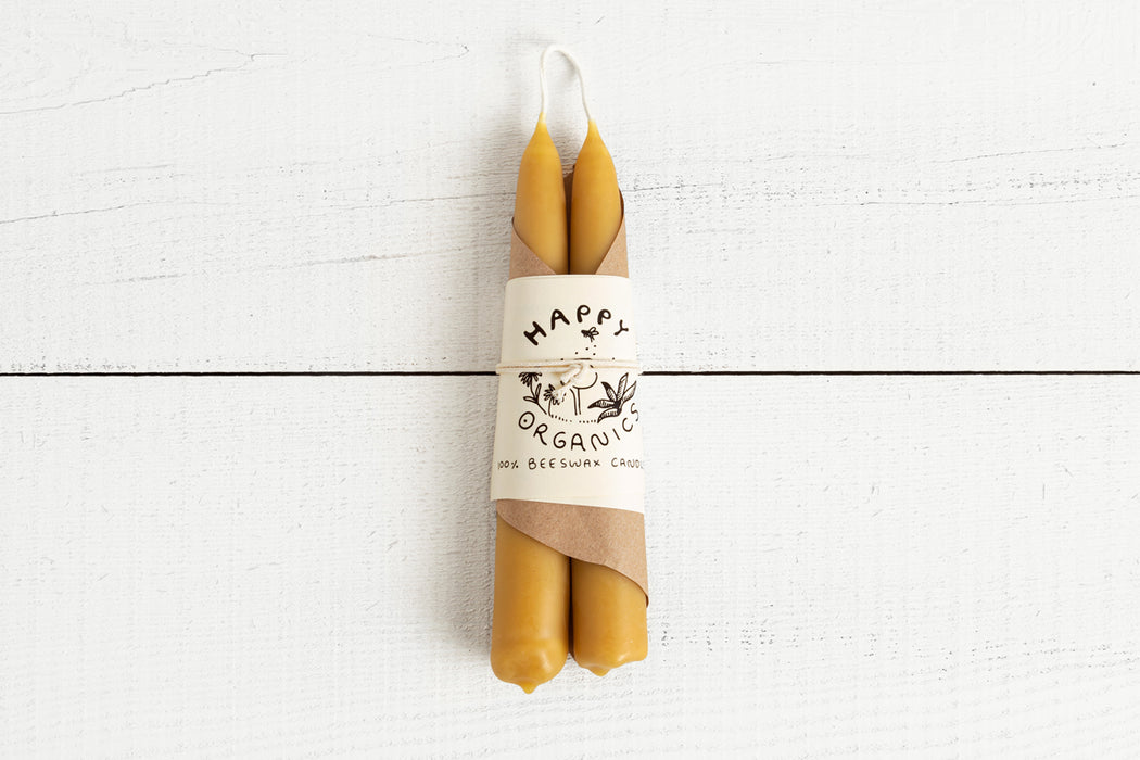 Hand-Dipped Beeswax Taper Candles
